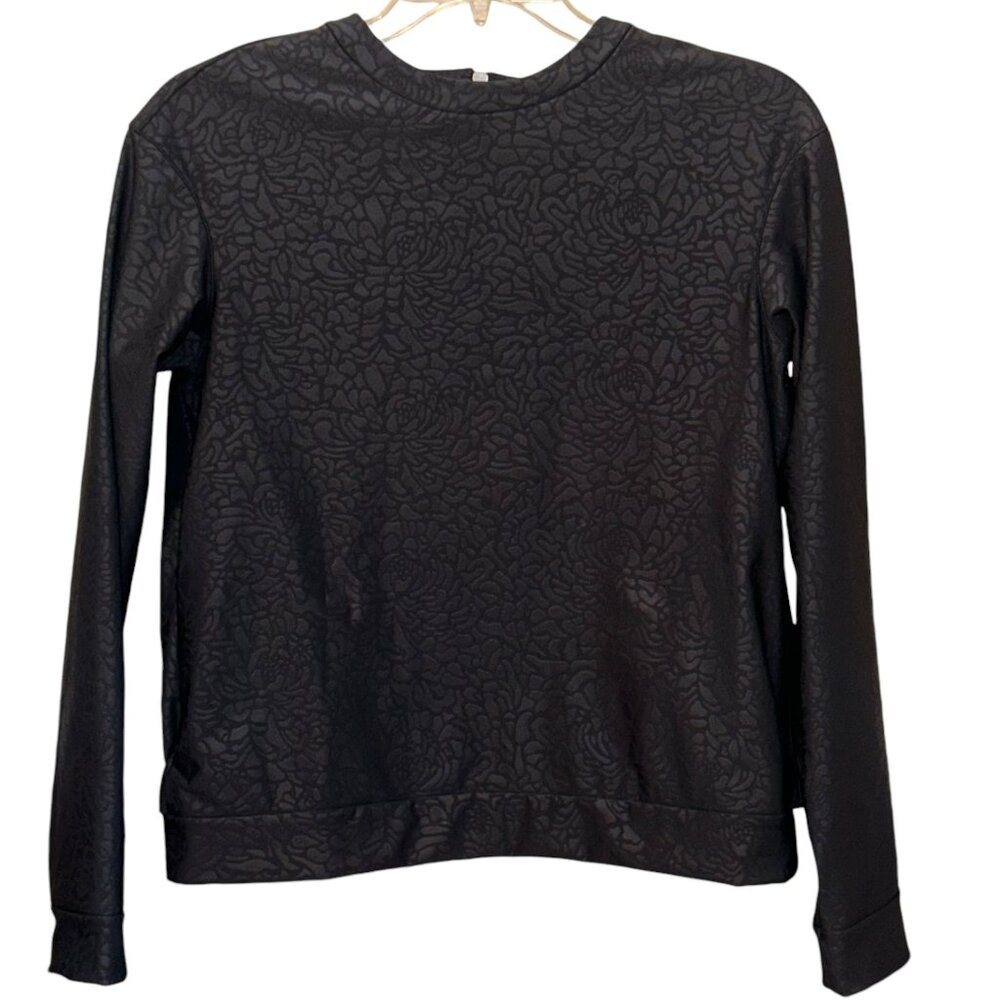 Lululemon Departure Pedal Camo Embossed Long Sleeve Sweater Black Top Size 8